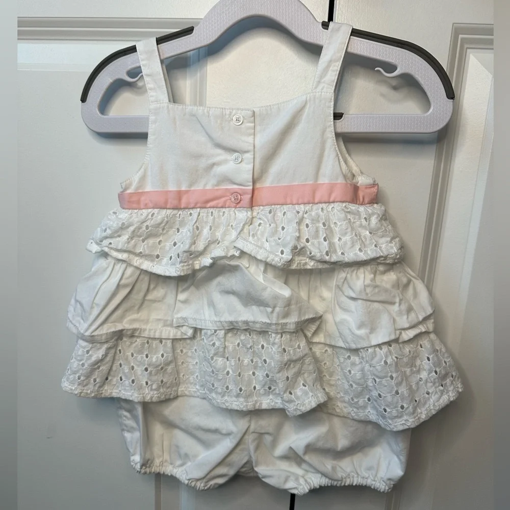 Janie and Jack Girls Tiered Ruffle One-Piece (Size 12-18 Months)